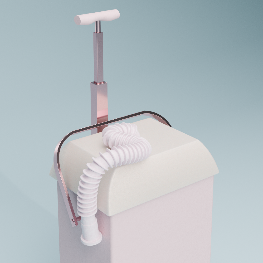 Close-up of extendable silicone coil pipe and aluminium handle detail